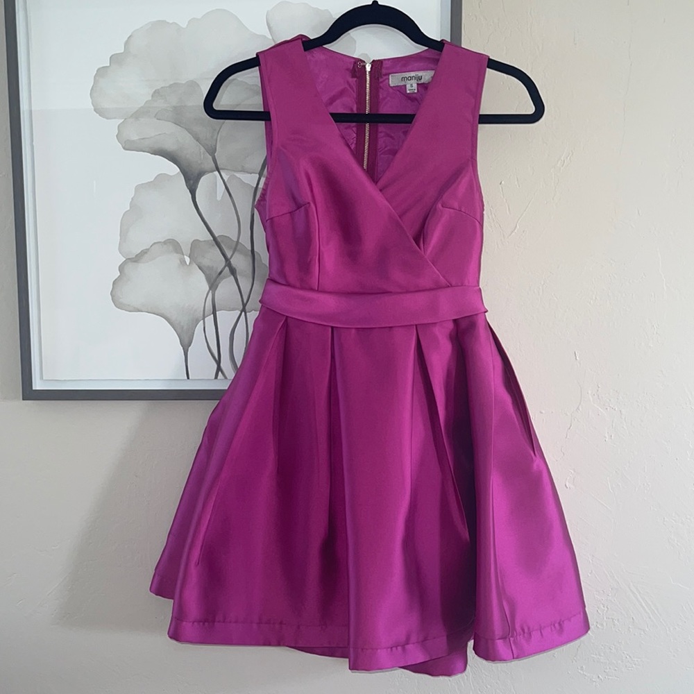 fuchsia Mini Flare Dress with Cut out Back